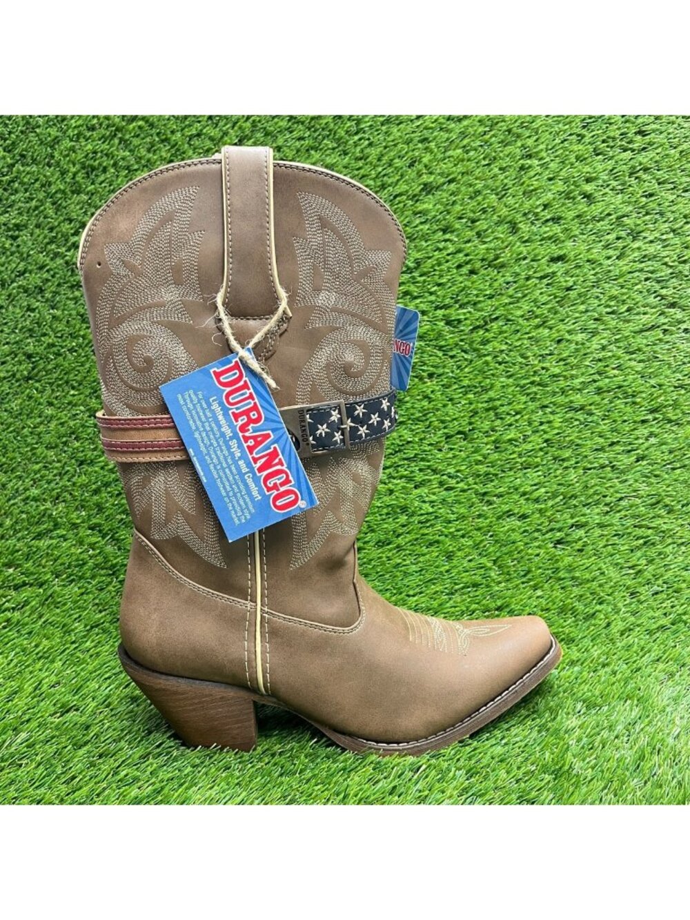Durango Crush 12" Womens Size 9.5 Brown Cowgirl Western Snip Toe Fashion Boots